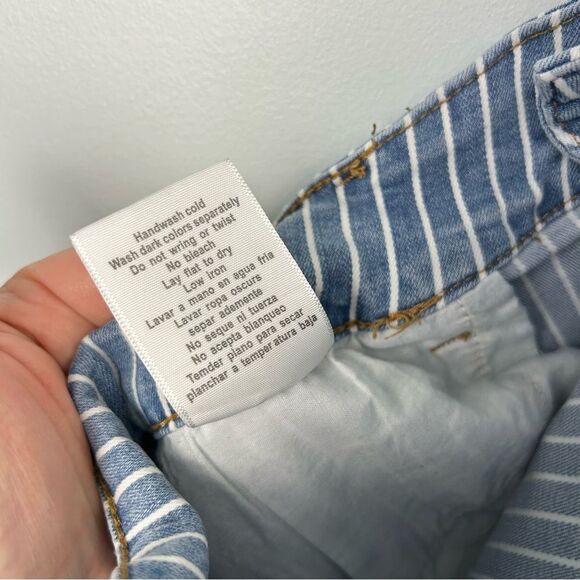 Judy Blue Striped Cutoff High Waist Denim Shorts Raw Hem Stretch JB150027 Sz 1X - Picture 12 of 12